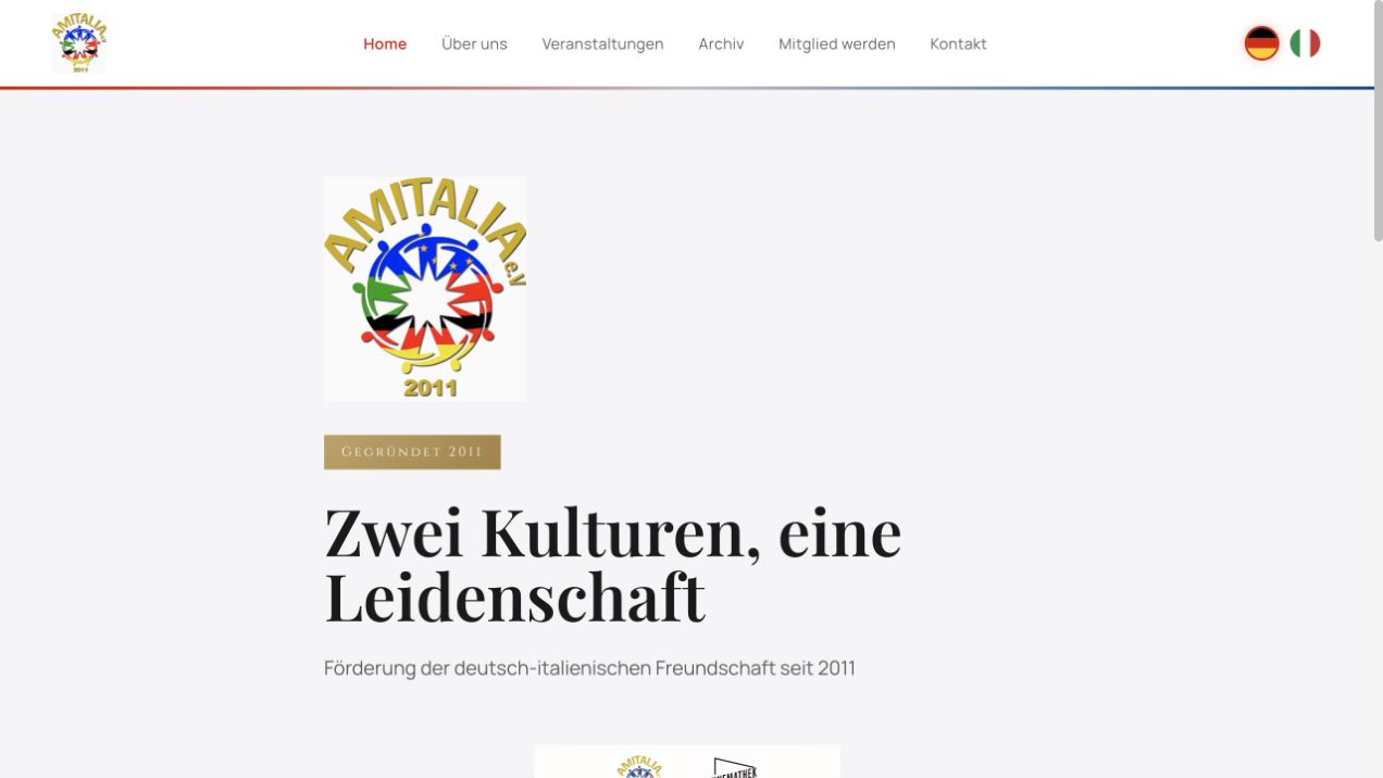 Aufnahme der Webseite Amitalia e.V.